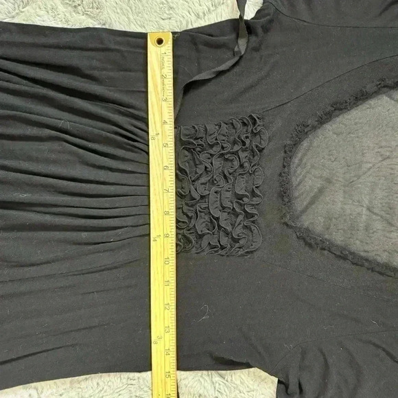 Vintage Armani Black Mesh Midi Dress Size 6 Gothic Romantic Witchy Romantic Goth - Picture 11 of 16